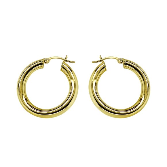 Classy Hoop Earrings 14K Yellow Gold - Picture 2 of 4